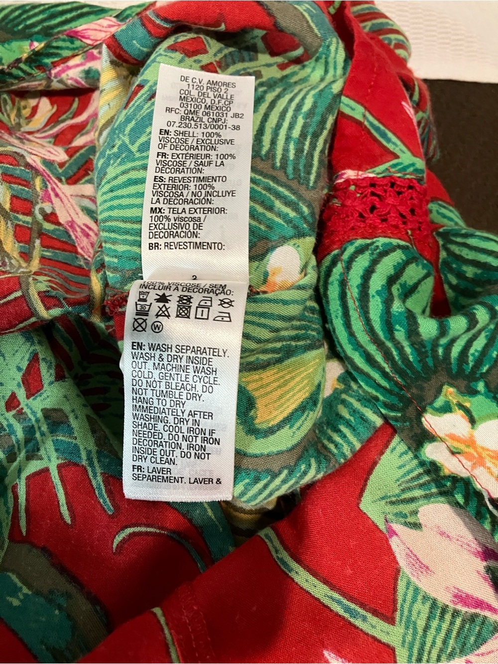 Roxy Red Tropical Print Dress with Green Accents - Picture 6 of 11